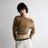 RUN TO THE FUTURE Lyocell Wool Blend Reversible Loose Cropped Boat Neck Knit Long Sleeve T-Shirts