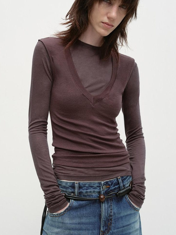 RUN TO THE FUTURE Stretch Wool Slim Crew Neck Casual Womens Moisture Wicking Long Sleeve T-Shirts