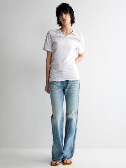 RUN TO THE FUTURE Moisture Wicking V-neck Slim Fit Creative Print Modal Short Sleeve T-Shirts