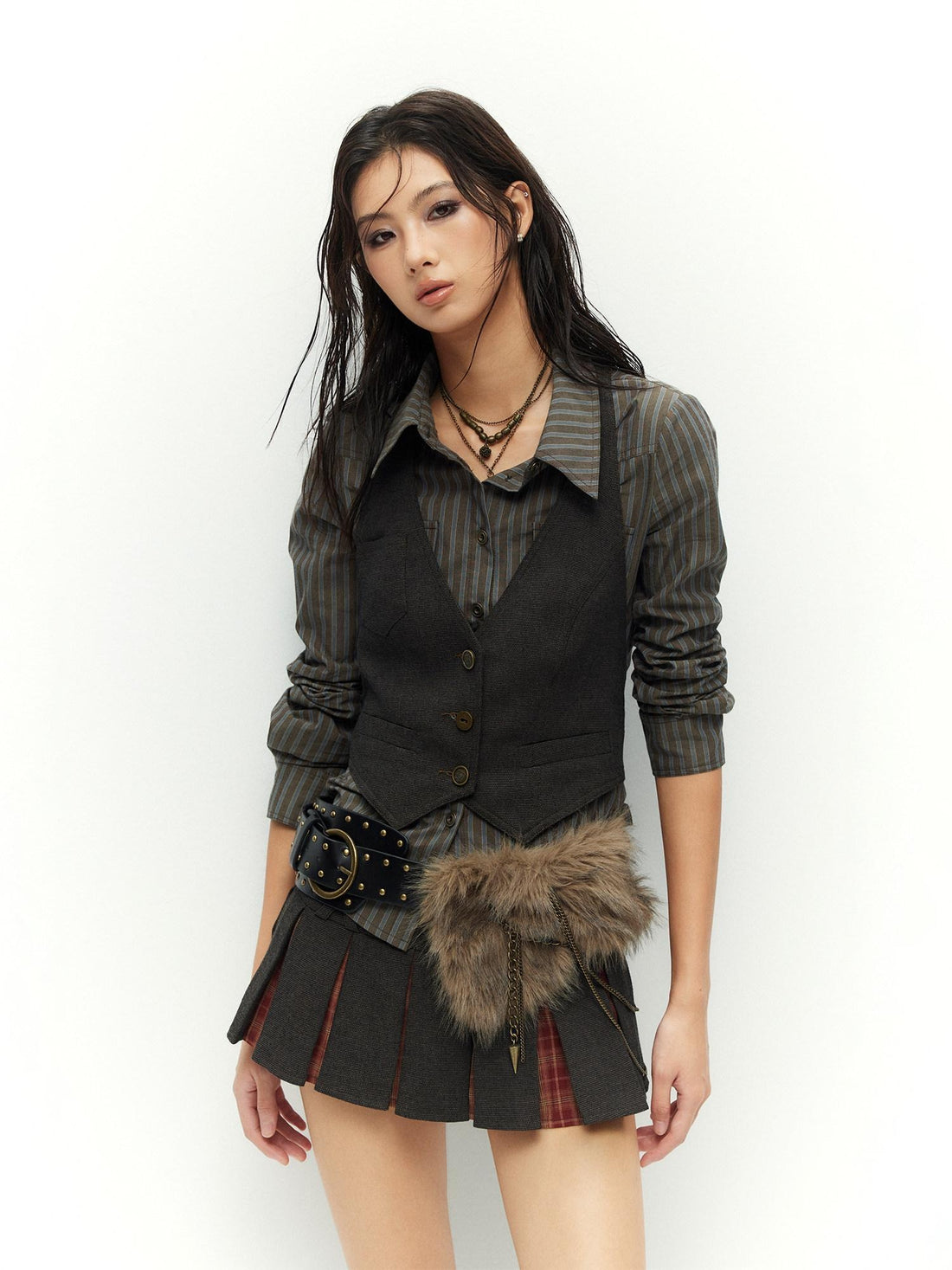Low pixel Vintage Y2K Pu Black 105Cm Waist Belt For Women Trendy Adjustable Belts