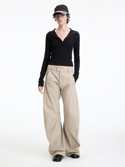 RUN TO THE FUTURE Chinos femme 100 % coton, coupe décontractée sculptée, taille mi-basse, jambes droites