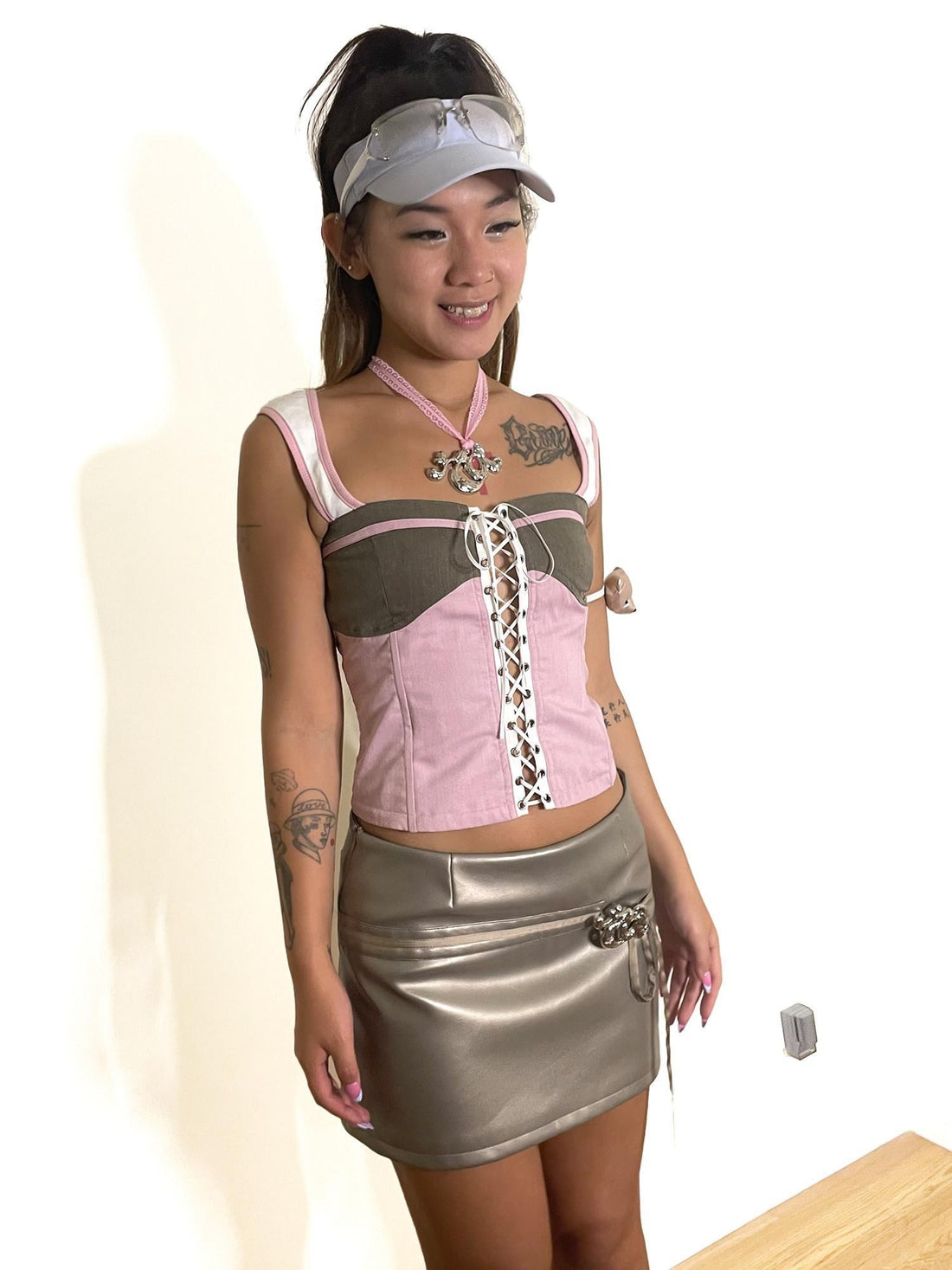 nit alcove Sexy High Waist Pu A Line Zipper Aesthetic For Women Champagne Mini Skirts