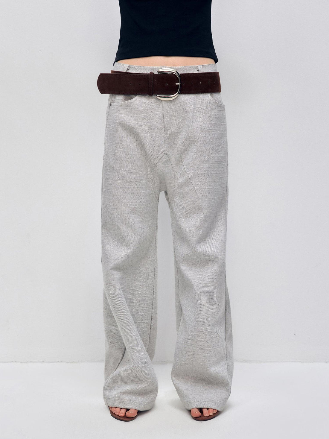 RUN TO THE FUTURE Minimalist Vintage Low Waist Zipper Pocket Office Womens Straight Pants
