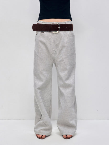 RUN TO THE FUTURE Minimalist Vintage Low Waist Zipper Pocket Office Womens Straight Pants
