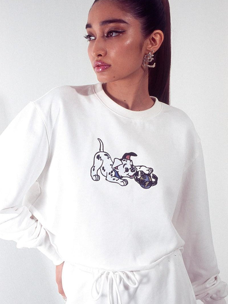 JYOSEI Cartoon Print Ruched Sleeve Original Character Street Style Women&