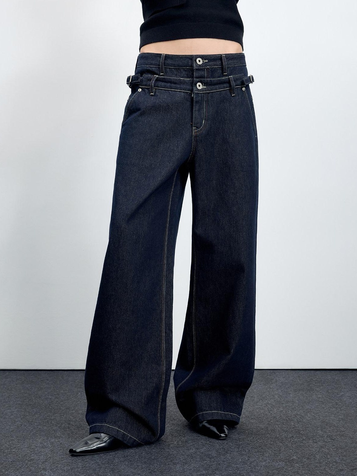 RUN TO THE FUTURE Washed Casual Loose Fit Natural Waist Womens Denim No Stretch Straight Jeans