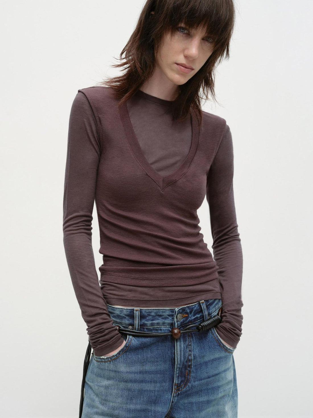 RUN TO THE FUTURE Stretch Wool Slim Crew Neck Casual Womens Moisture Wicking Long Sleeve T-Shirts