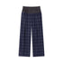 RUN TO THE FUTURE Original Double Waist Pockets Low Rise Wide Leg Women Blue Grey Plaid Chinos