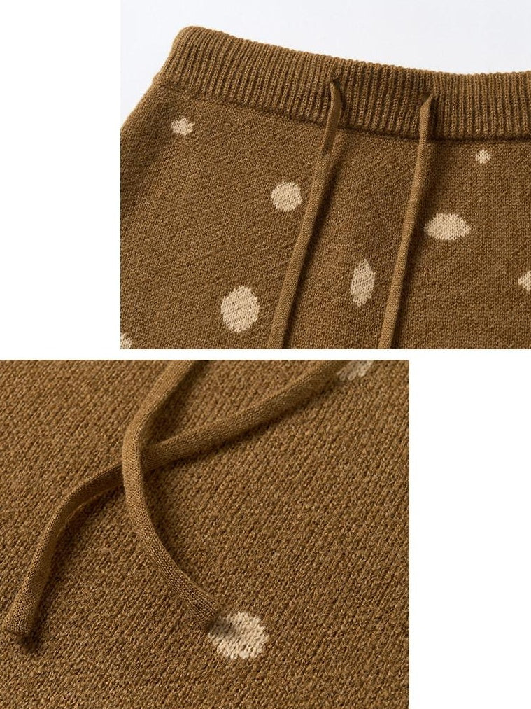 OuttheBlue Cozy Turtleneck Pullover Waist Cinched Casual Animal Print Knit Top &amp; Skirt Sets