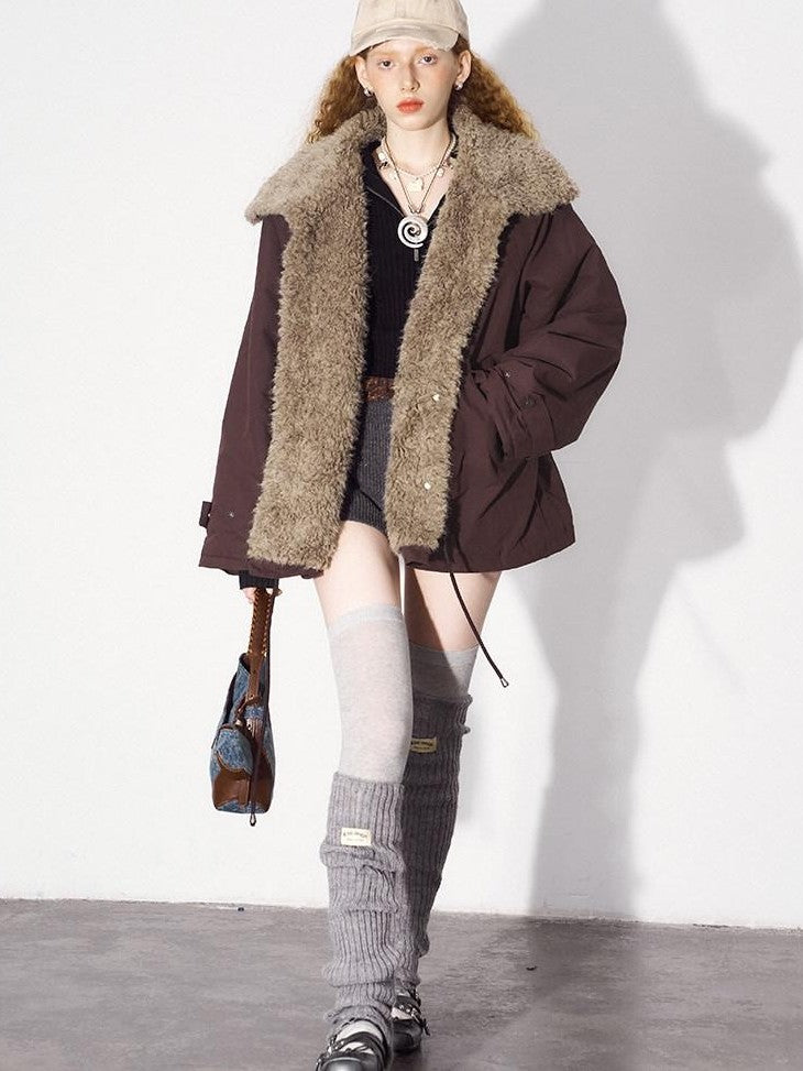 DIDDI MODA Fuzzy Pocket Open Cardigan Knitted Two Piece Women&