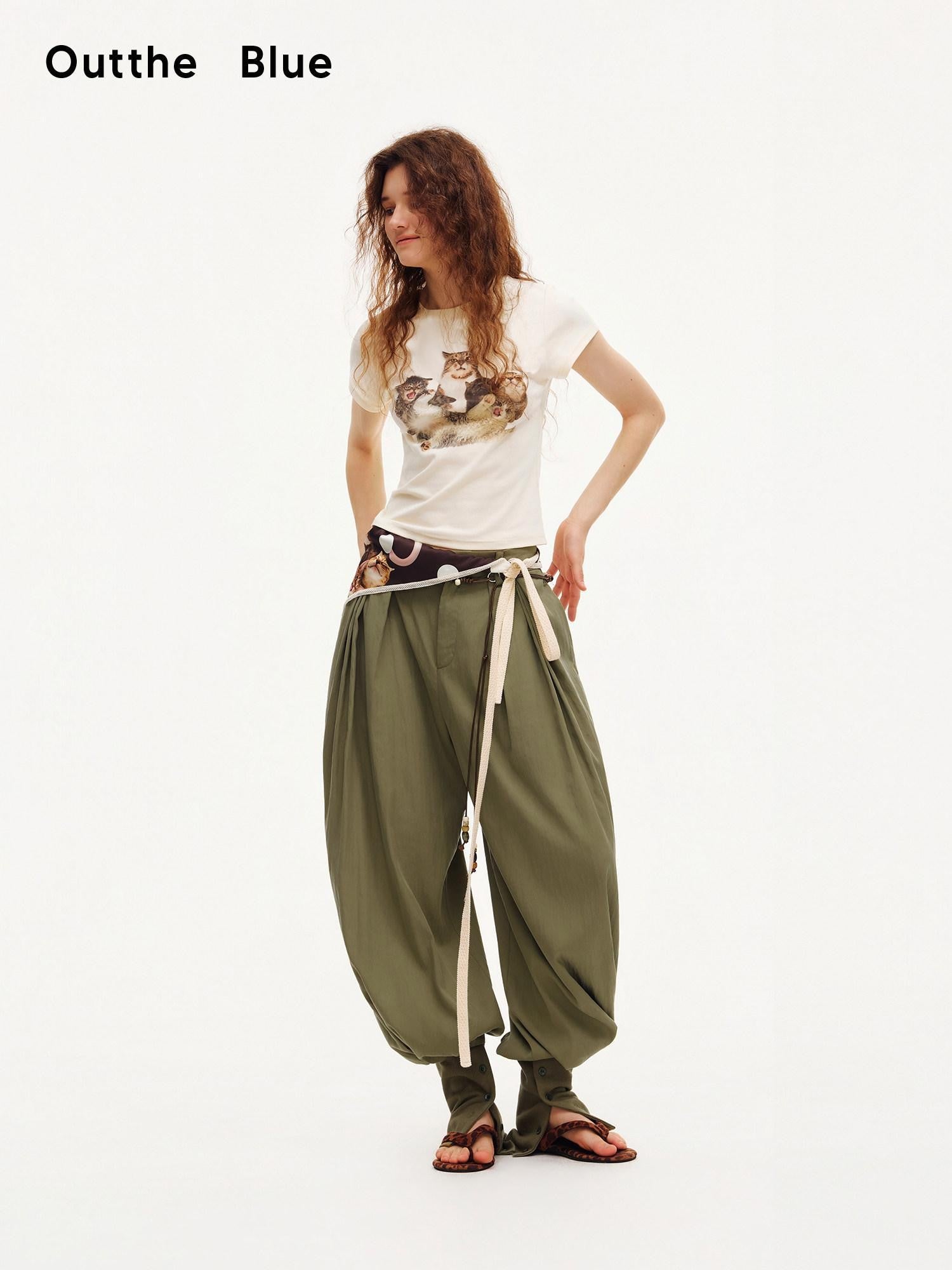 OuttheBlue Moss Green Solid Drapey Elastic Cuffed Women&