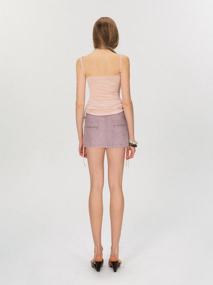 The NeverMore Soft Stretch Slim Fit Spaghetti Strap Short Cinnamon Pink Women Casual Camisoles