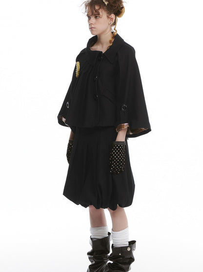 nit alcove Cute Bow Plaid Cropped Lapel Top High Waist Skirt Unisex Top &amp; Skirt Sets
