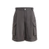 RUN TO THE FUTURE Low Rise Pockets Wide Leg Loose Cotton Women Dark Gray Zip Fly Short Trousers