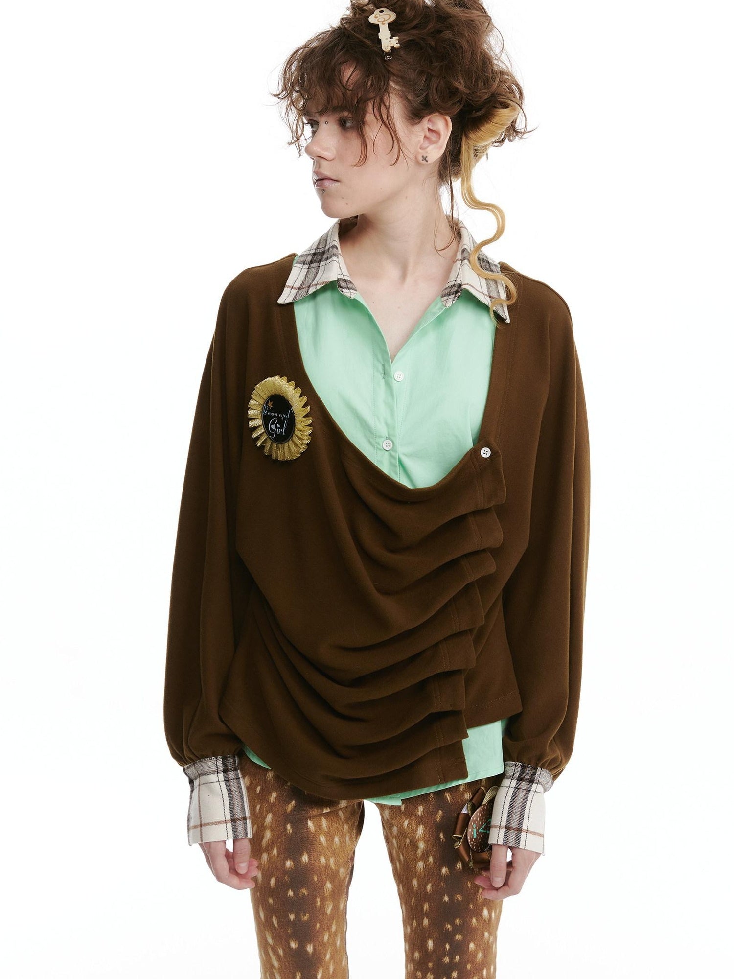 nit alcove Soft Stretch Cotton Blend Casual Relaxed Mandarin Collar Unisex Blouses