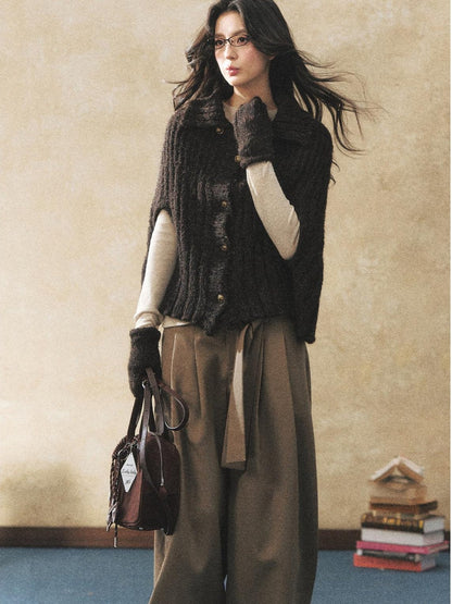 7Shiftin Cozy Button Cardigan Casual Relaxed Women Oatmeal Deep Brown Sweaters
