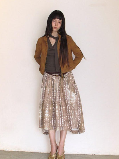 Mito de dar Deer Spot Brown Asymmetric Patchwork Women&