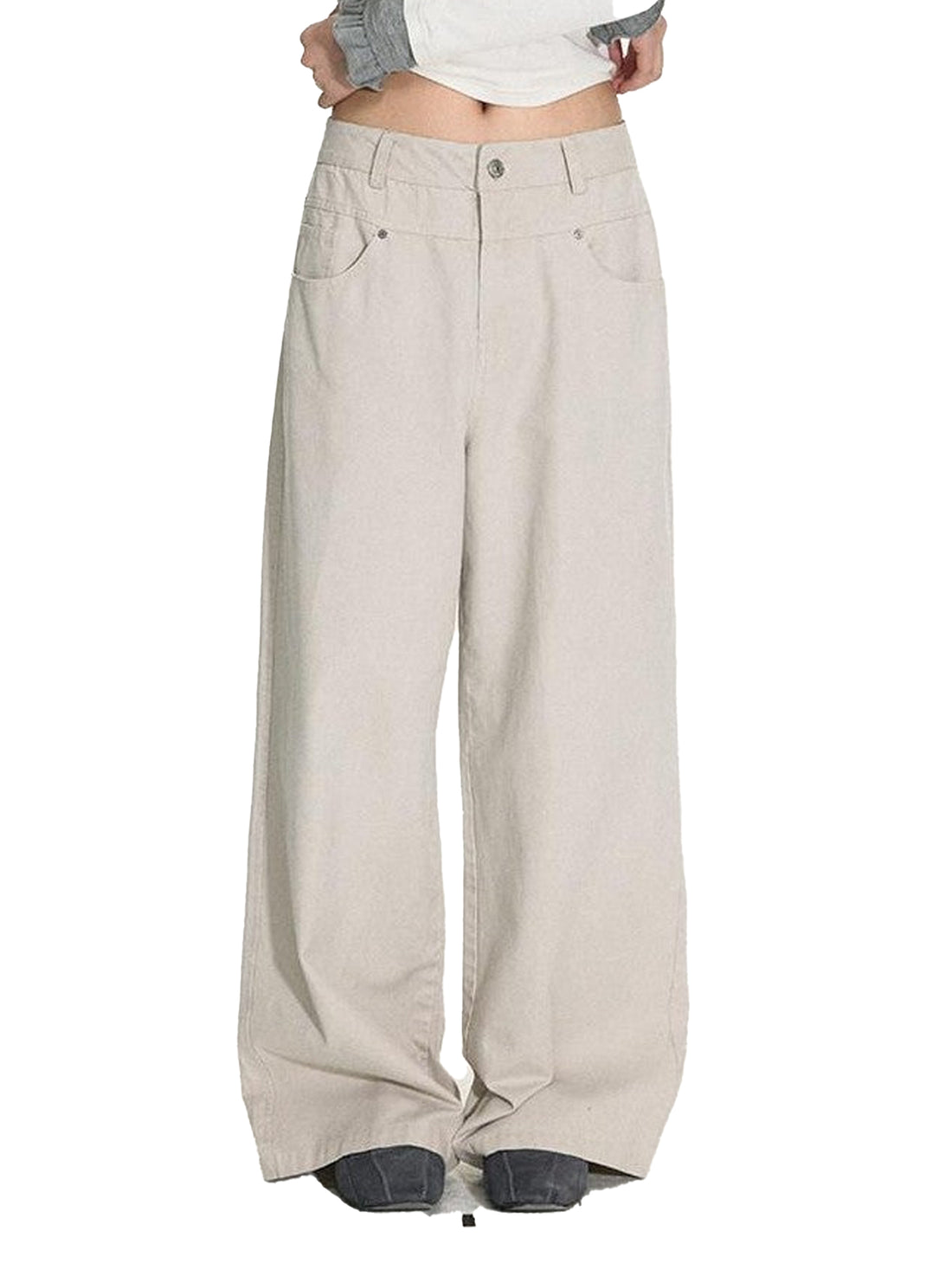 NAPSNAPS Distressed Graphite Wash Double Waist Women&
