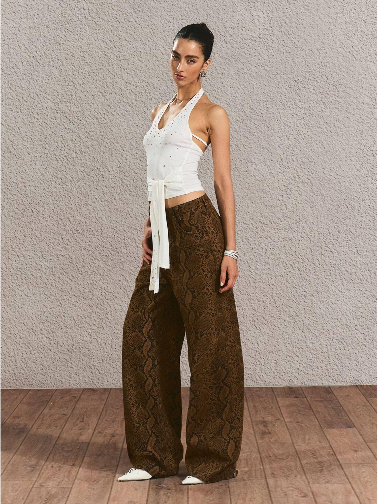 The NeverMore Durable Distressed Relaxed Fit Natural Waist Women Light Brown Wide Leg Jeans