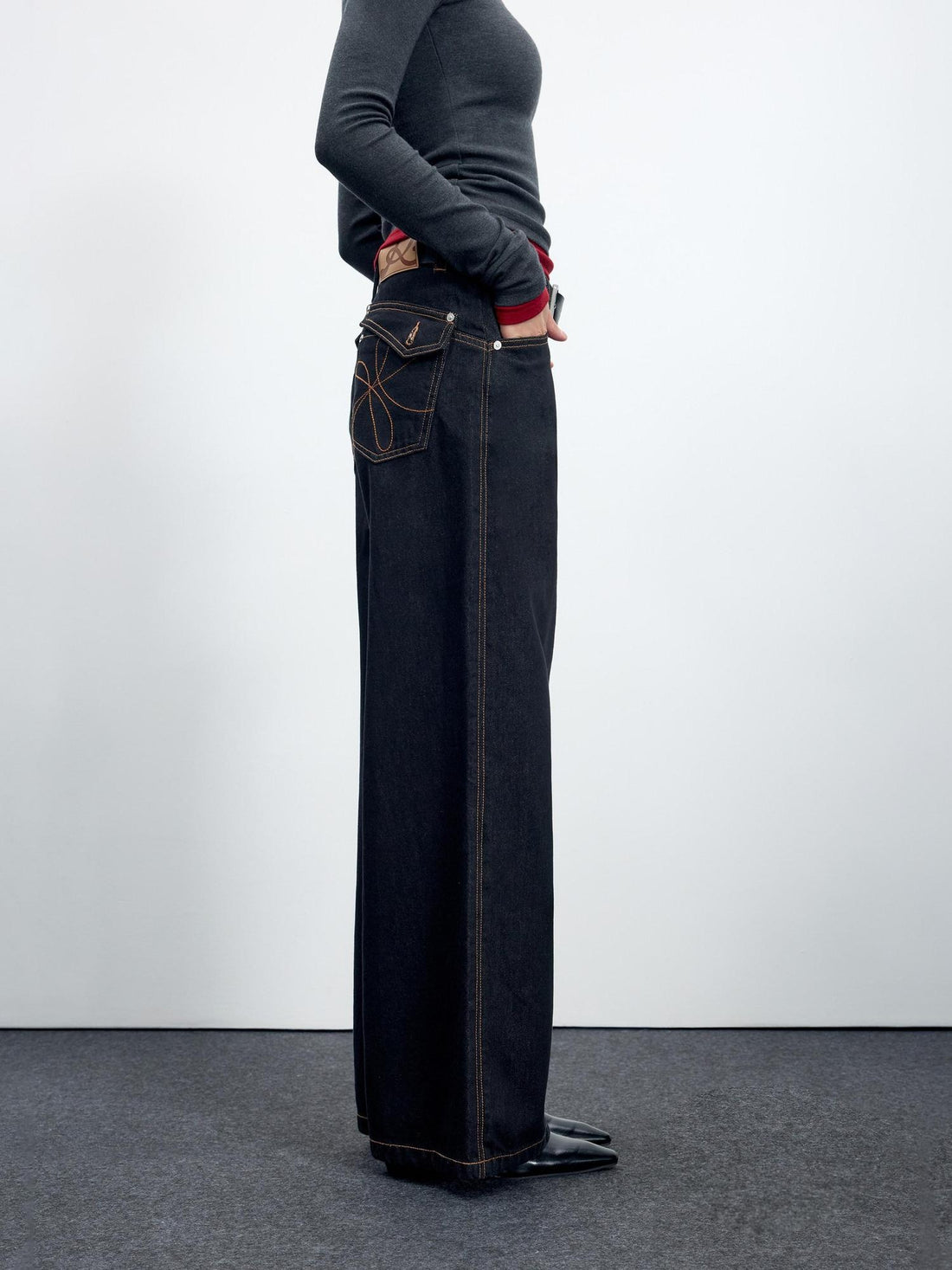 RUN TO THE FUTURE Casual Relaxed Dark Wash Cotton Natural Waist Zip Fly Denim Straight Jeans