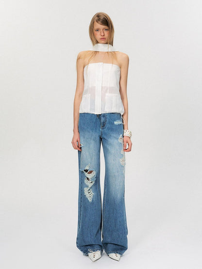 The NeverMore Zipper Front Slim Short Solid White Office Chic Strapless Tube Tops