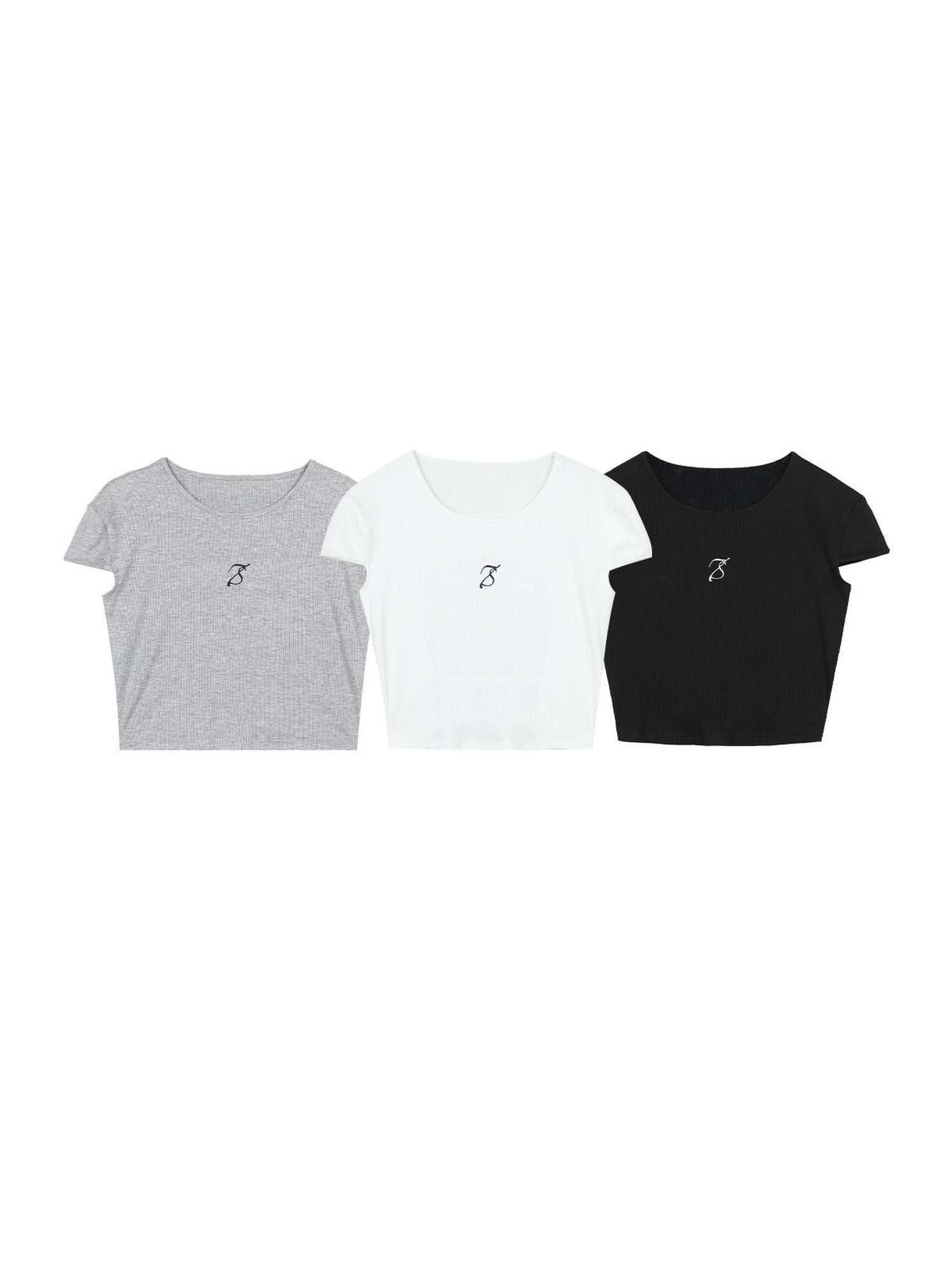 7Shiftin Essential Slim Fit Workwear Round Neck Short Sleeve Solid Tee Basic Crop Tops