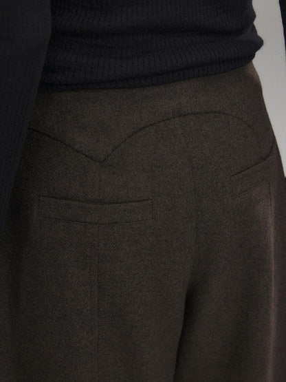Low pixel Low Rise Wool Blend Micro Stretch Casual Zip Fly Women Black Wide Leg Pants