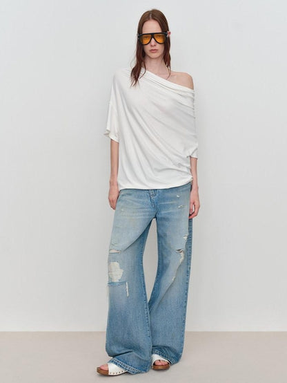 RUN TO THE FUTURE Soft Modal Casual Loose Solid Mid Length Women Short Sleeve T-Shirts