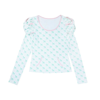 nit alcove Soft Modal Slim Fit Casual Sculpted Women Striped Bow Long Sleeve T-Shirts