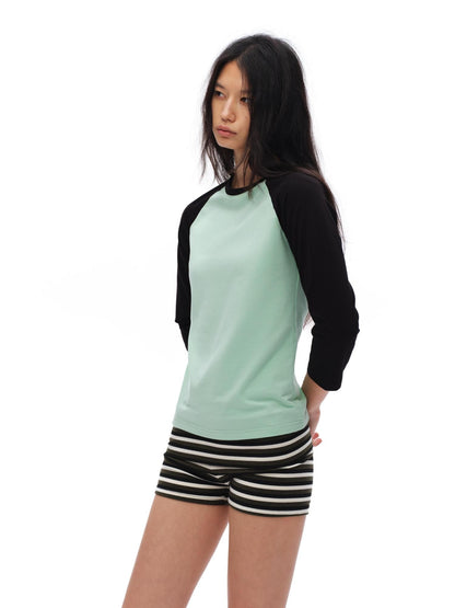oinimi Sea Salt Mint Colorblock Raglan Women&