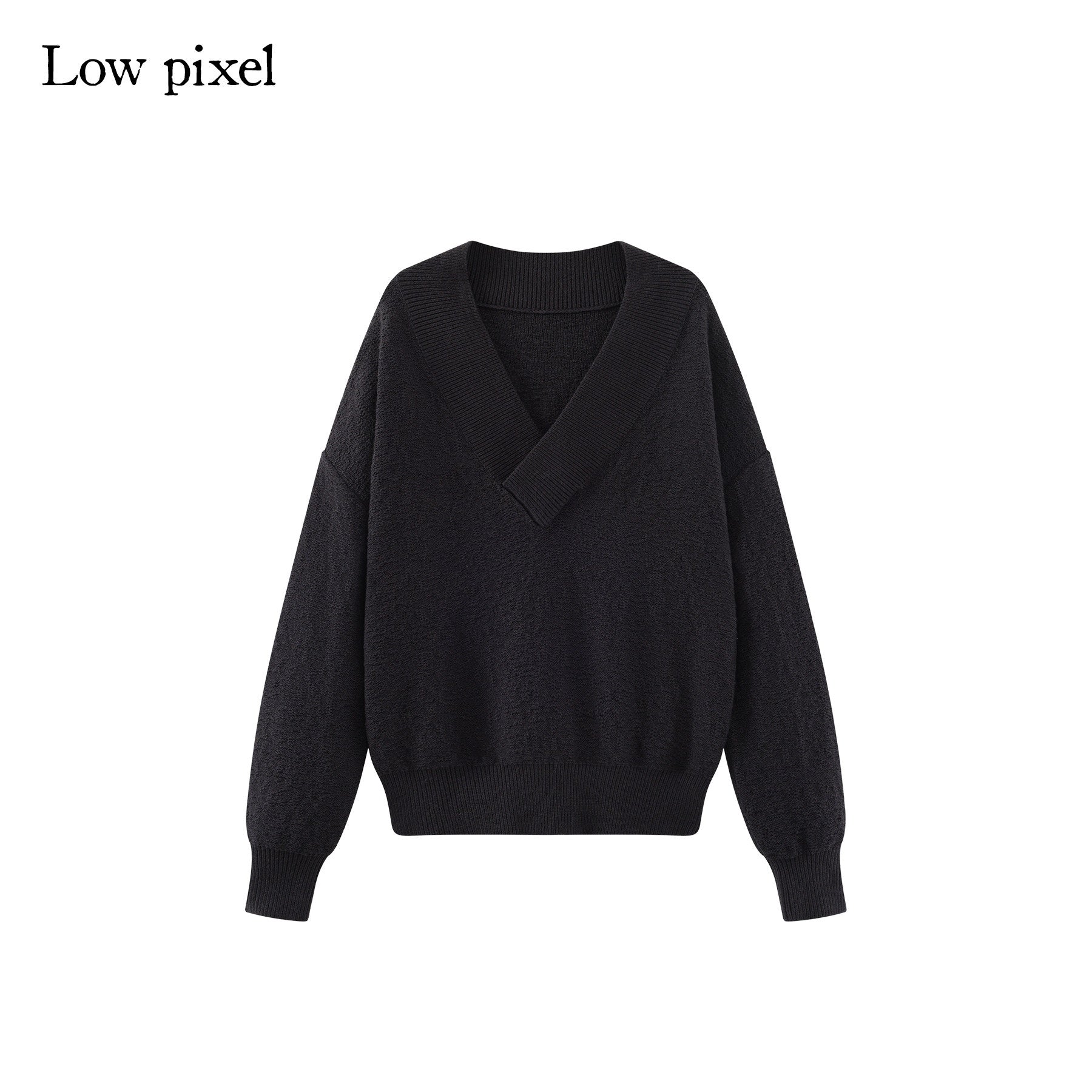 Low pixel Knitted Wool Blend Loose Street Style Women Two Piece Set Navy Mini Shorts