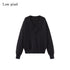 Low pixel Knitted Wool Blend Loose Street Style Women Two Piece Set Navy Mini Shorts