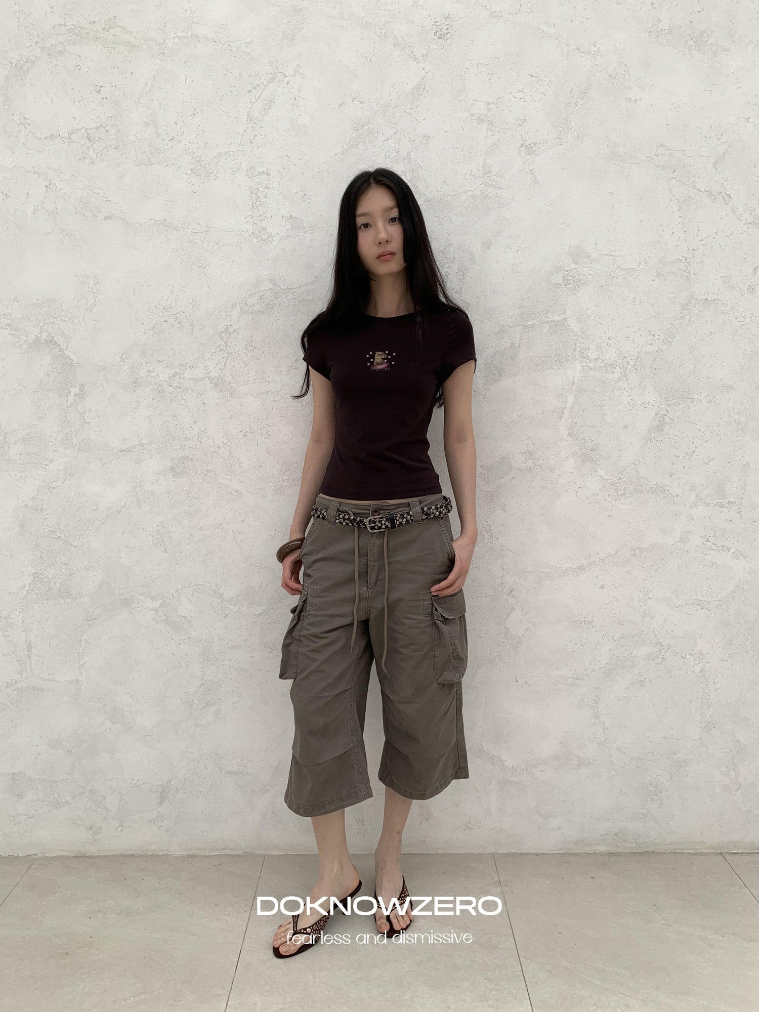 DKZ OFFICIAL Coffee Retro Print Slim Fit Women&