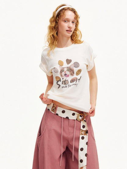 OuttheBlue Heart Lettering Cropped Loose Print Women&