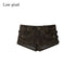 Low pixel Cotton Blend Low Rise Slim Fit Urban Microflare Button Fly Brown Mini Shorts