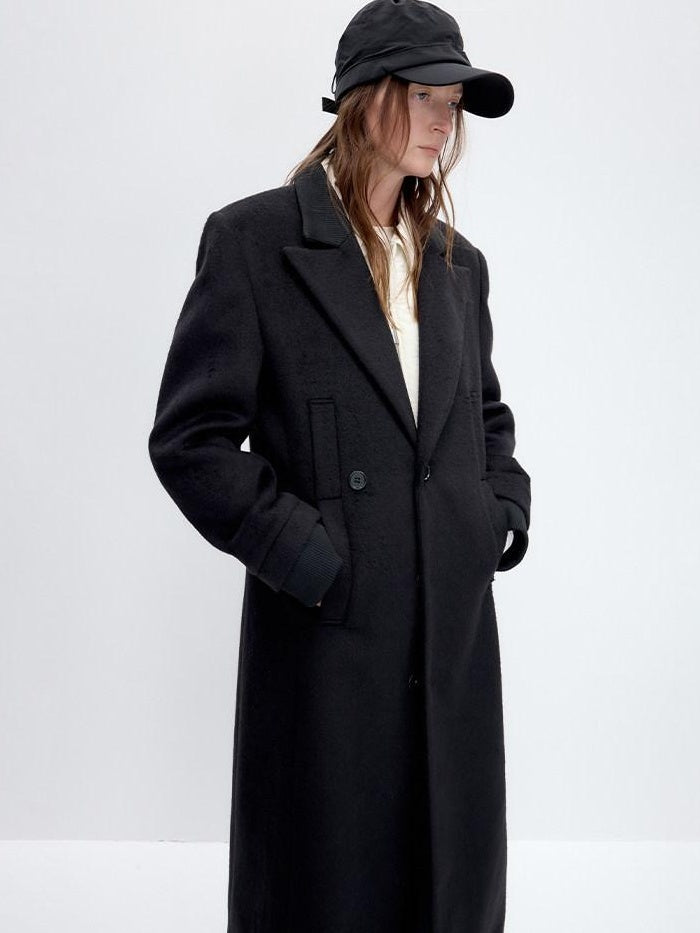 RUN TO THE FUTURE Lambswool Blend Patchwork Relaxed Fit Vintage Commuter Double Breasted Overcoats