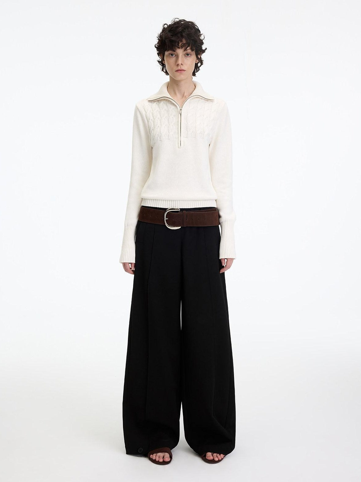 RUN TO THE FUTURE Minimalist Low Rise Wide Leg Long Vintage Black Straight Fit Straight Pants