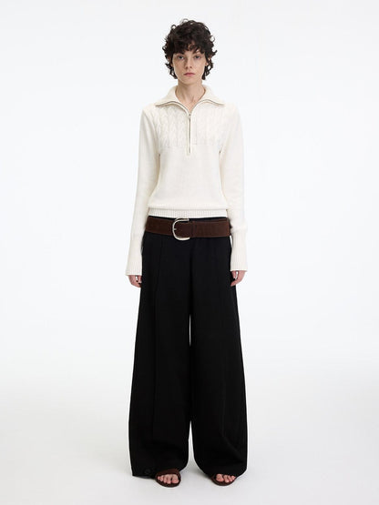 RUN TO THE FUTURE Minimalist Low Rise Wide Leg Long Vintage Black Straight Fit Straight Pants