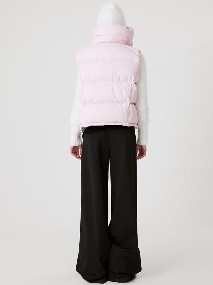 RUN TO THE FUTURE 90 Percent White Down Sleeveless Cropped Straight Korean Women Down Jackets
