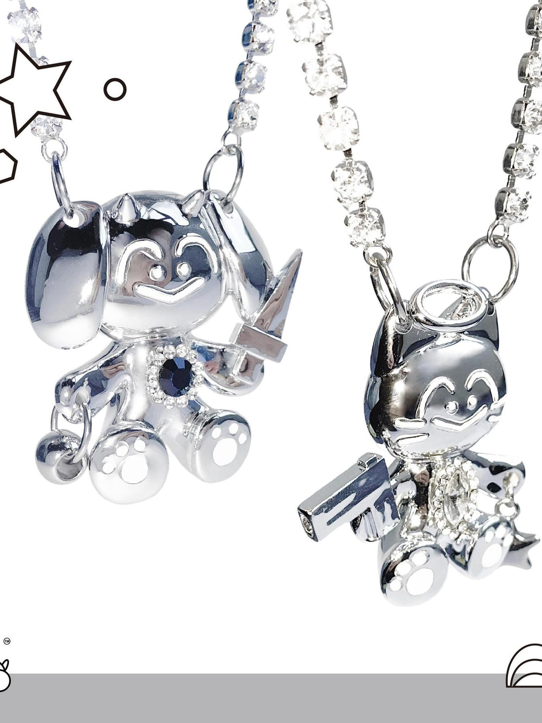 takeabreak Cat And Dog Spy Silver Plated Diamond Inlay Women&