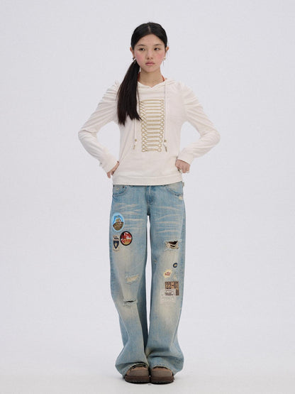 Achihara Pure Cotton Soft White Straight Fit Casual Women Pullover Long Sleeve T-Shirts
