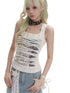 Frustration_Garden_Ripped_Print_Studded_Irregular_Double_Layer_Crop_Slim_U_Neck_Women&