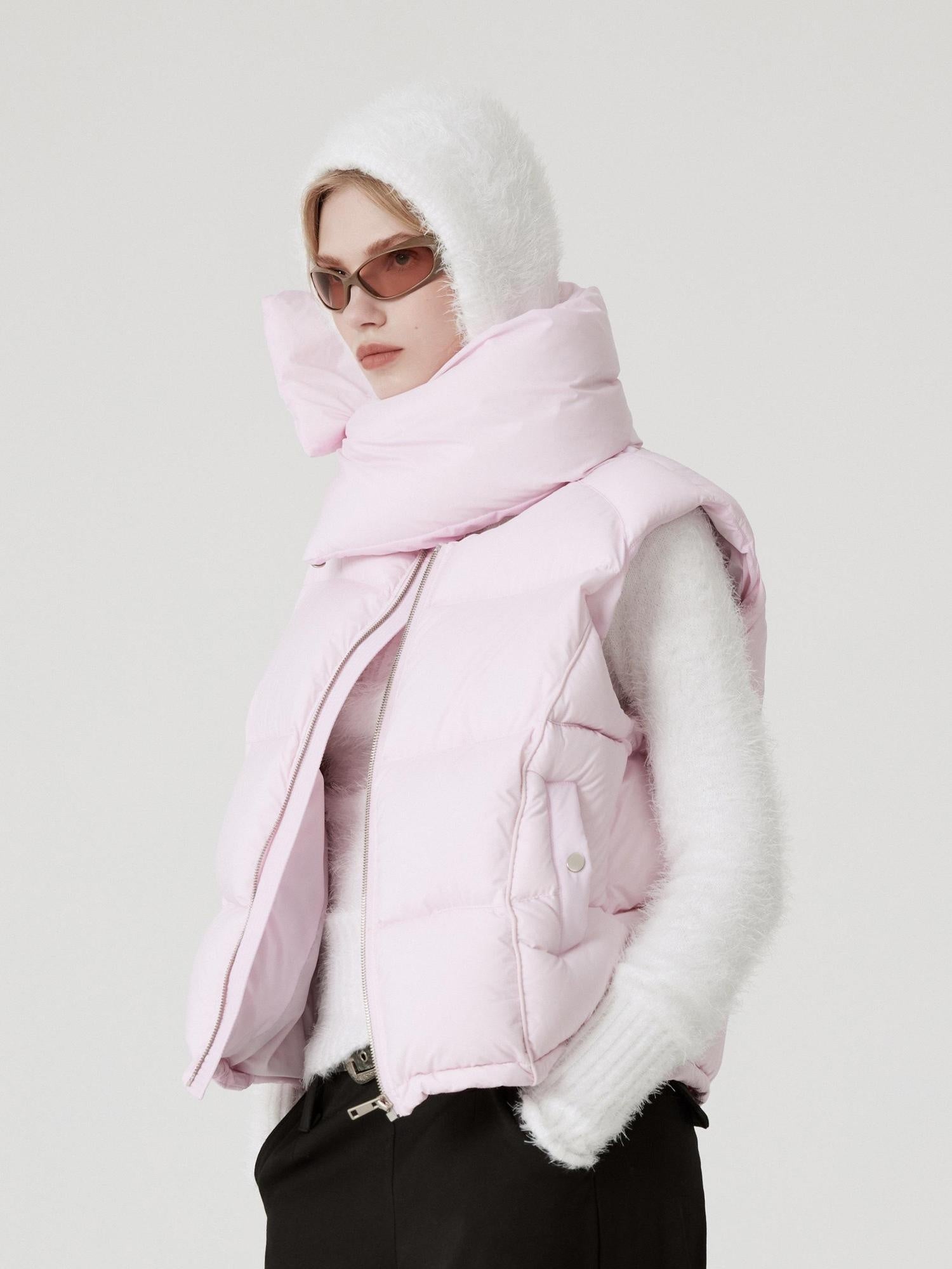 RUN TO THE FUTURE 90 Percent White Down Sleeveless Cropped Straight Korean Women Down Jackets