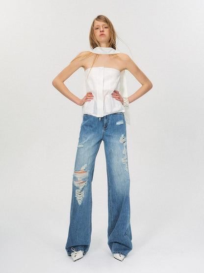 The NeverMore Zipper Front Slim Short Solid White Office Chic Strapless Tube Tops