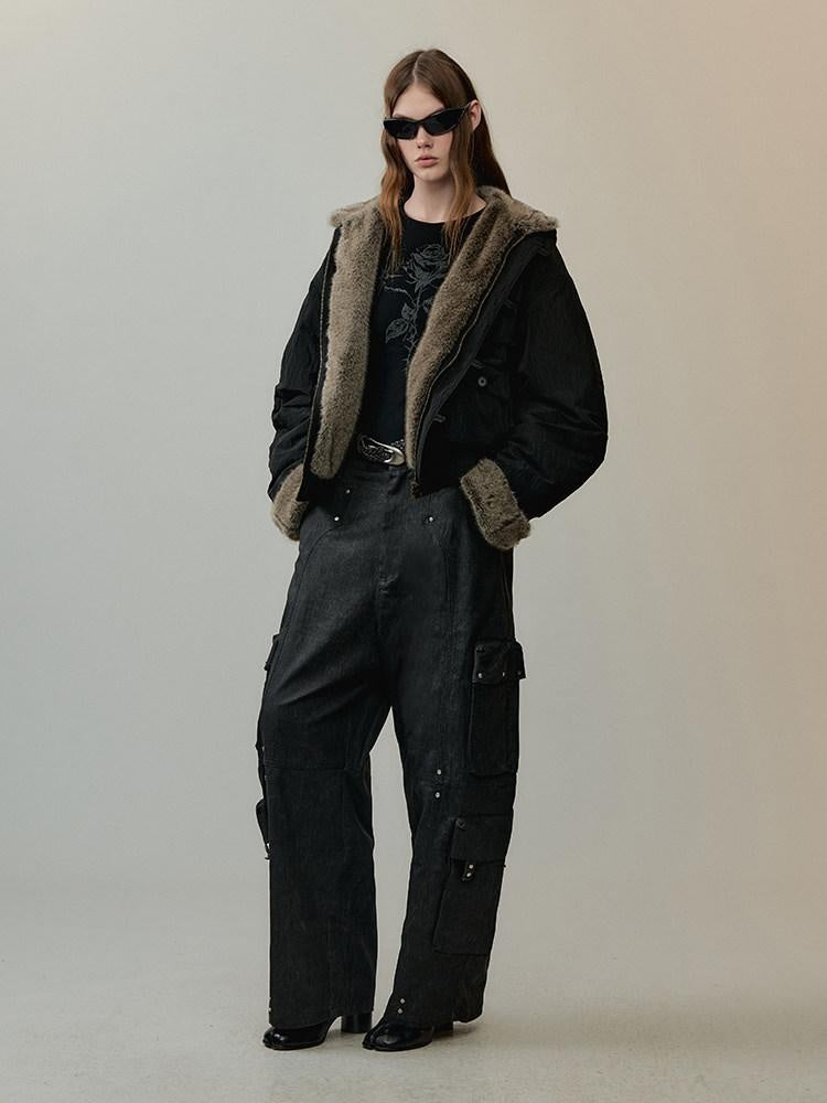 AnnoMundi Eco Friendly Oversized Utility Sailor Collar Women Zipper Khaki Casual Jackets