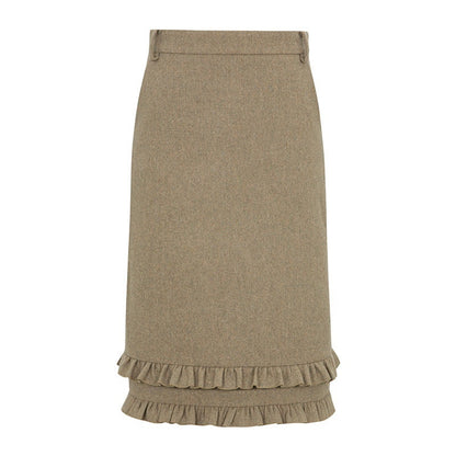 Dorydory_Olive_Green_Ruffle_Straight_Mid_Waist_Women&