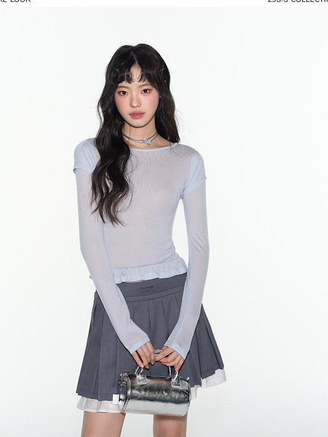 NAPSNAPS Ruffled Sheer Cutout Slim Women&