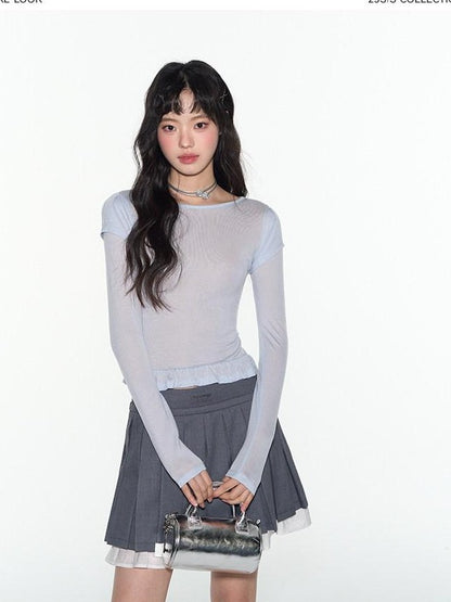 NAPSNAPS Ruffled Sheer Cutout Slim Women&