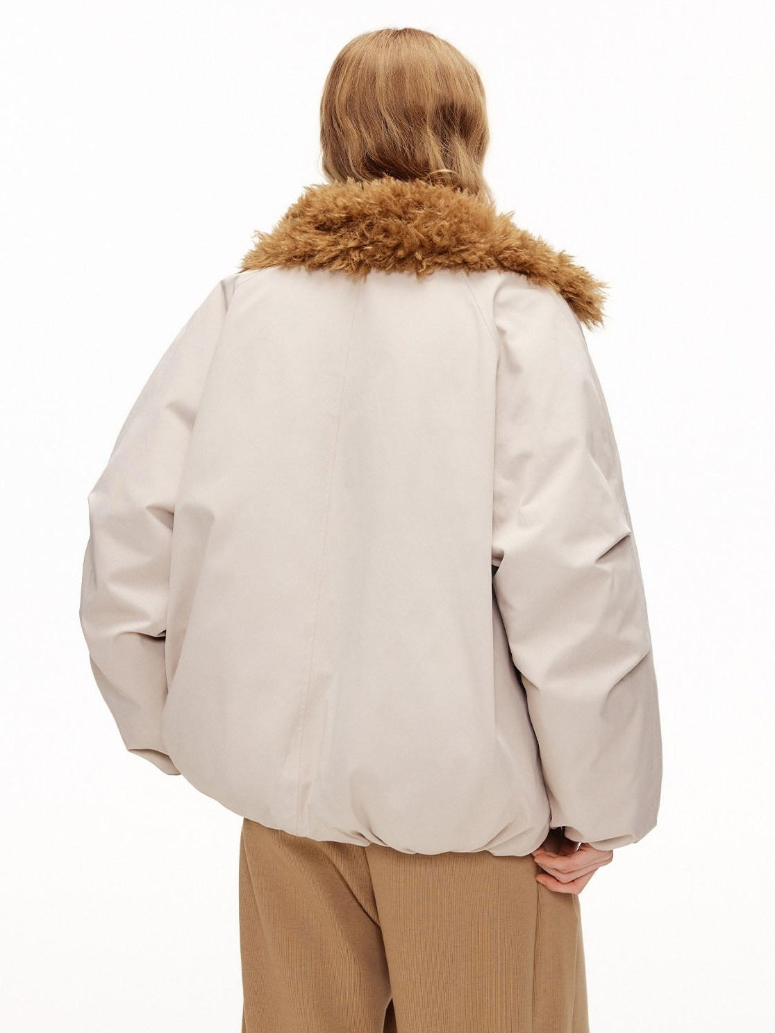 OuttheBlue Eco 90 Down Warm Loose Casual Patch Lapel High Waist Women Zipper Down Jackets