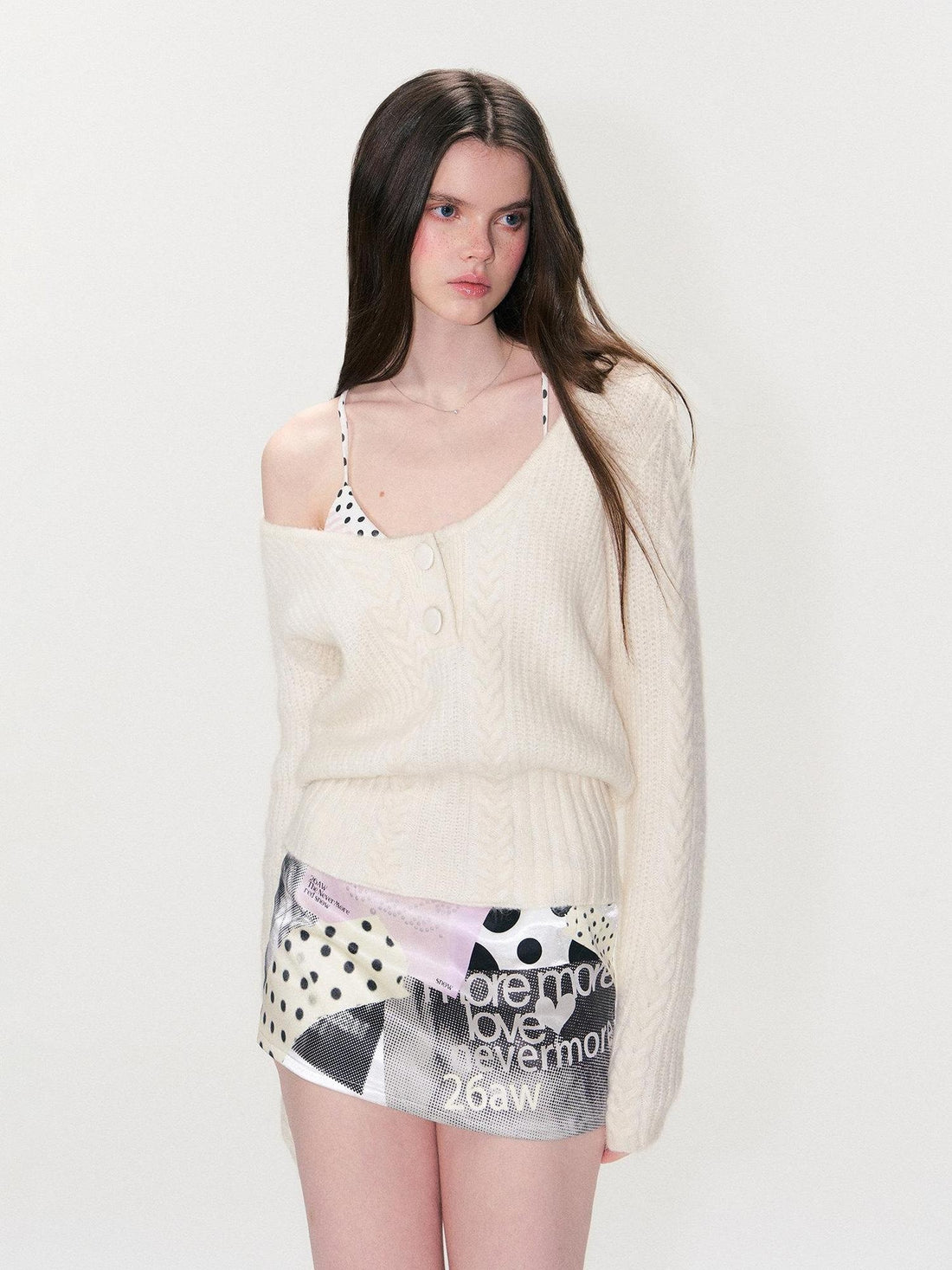 The NeverMore Soft Vintage Oversized Button V-neck Pullover Knit Wool Blend Girls Sweaters